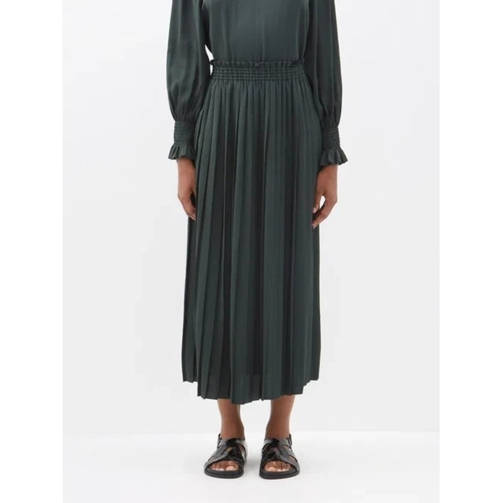See By Chloe Skirt Set Outfit Coord Green Satin Top Pleated Midi Maxi Skirt 40 4 - Picture 4 of 16